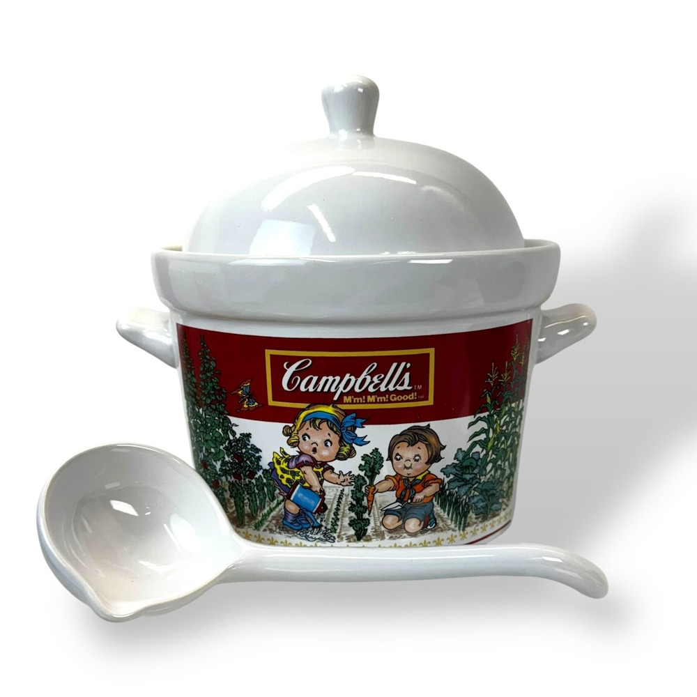 VTG Campbell Kids Ceramic Soup Tureen Set 1993 Westwood Bowl Ladle Lid
